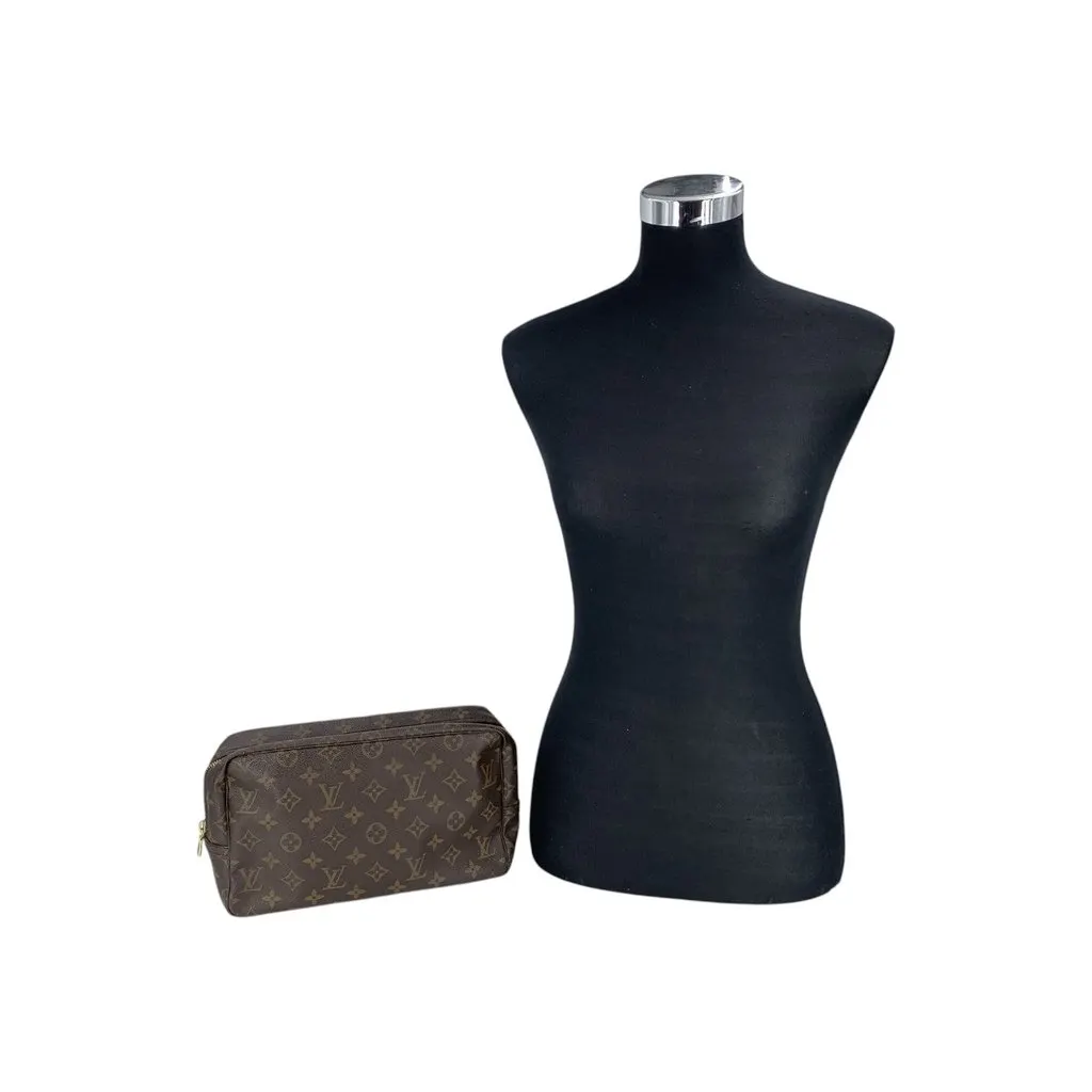 Louis Vuitton Clutch Bag Vintage Trousse de Toilette Brown Canvas Good - Back View
