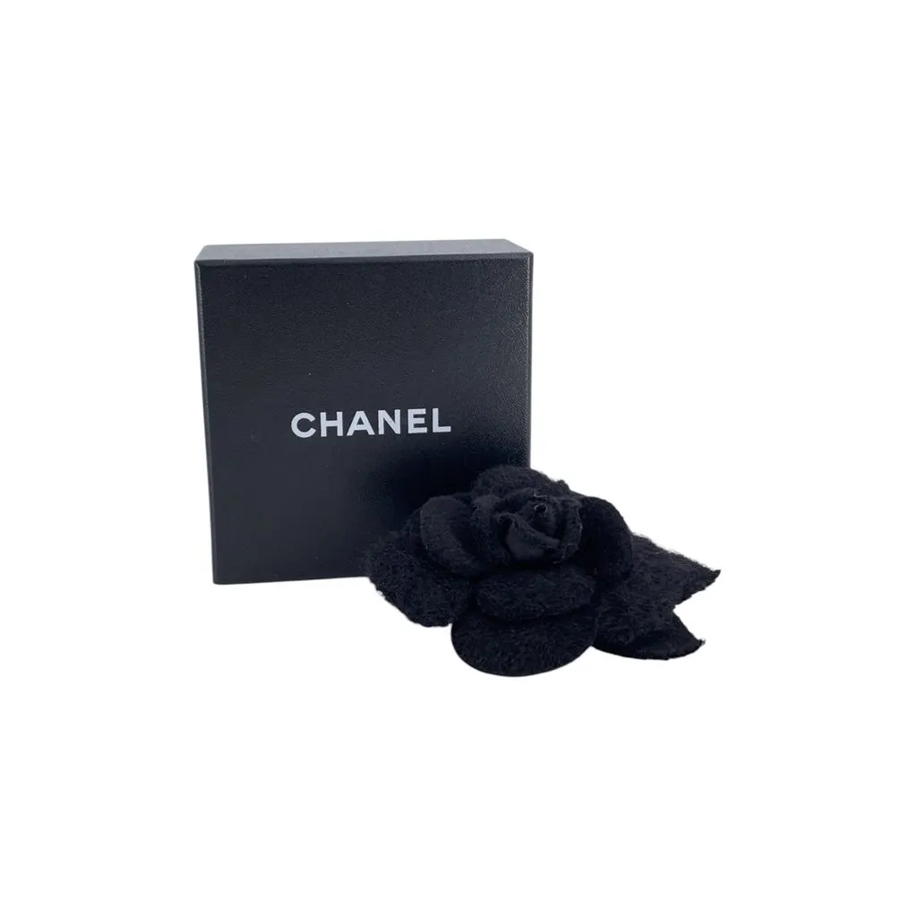 Chanel Brooch Camel Wool Good - Back View