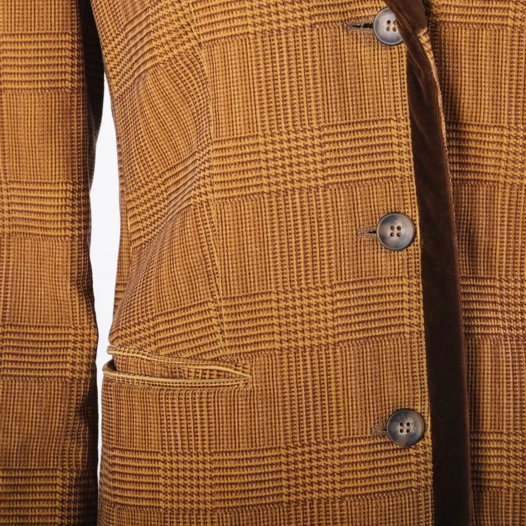 Emporio Armani Vintage Brown Checked Blazer with Velvet Trim - '90s Brown Velvet Good - Box View