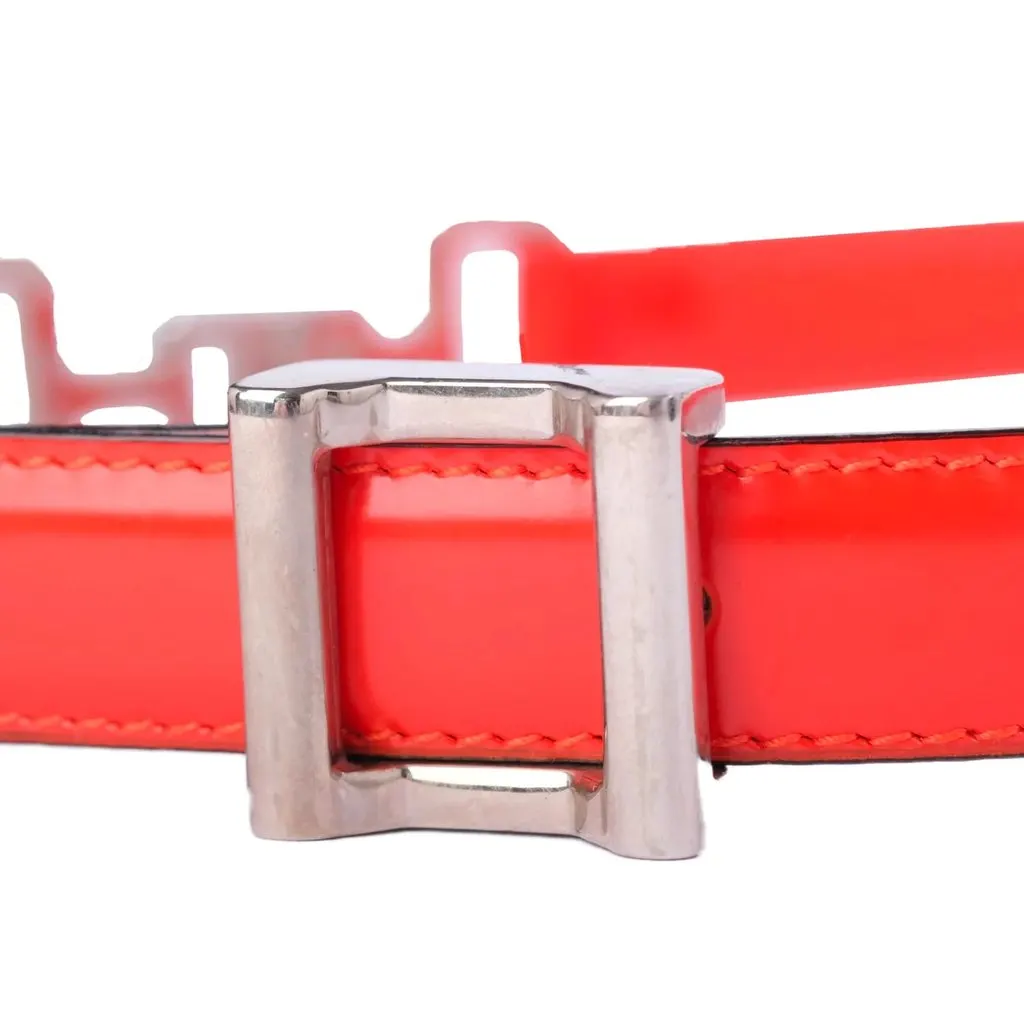 Gucci Orange Patent Leather Horsebit Chain Belt - '00s Orange Leather Good - Model View