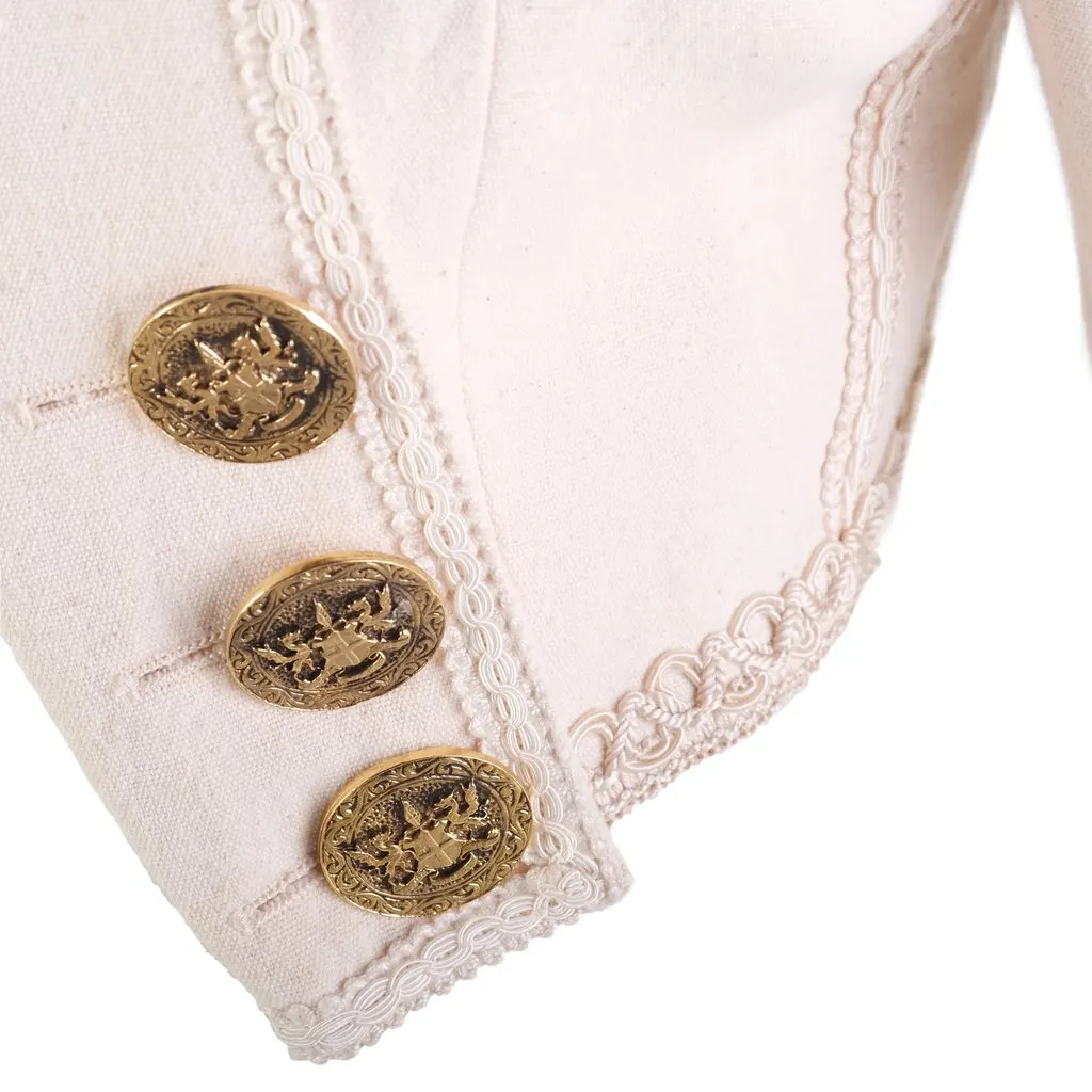 Dolce & Gabbana Ivory Military Cropped Jacket with Gold Crest Buttons - '00s White Good - Box View