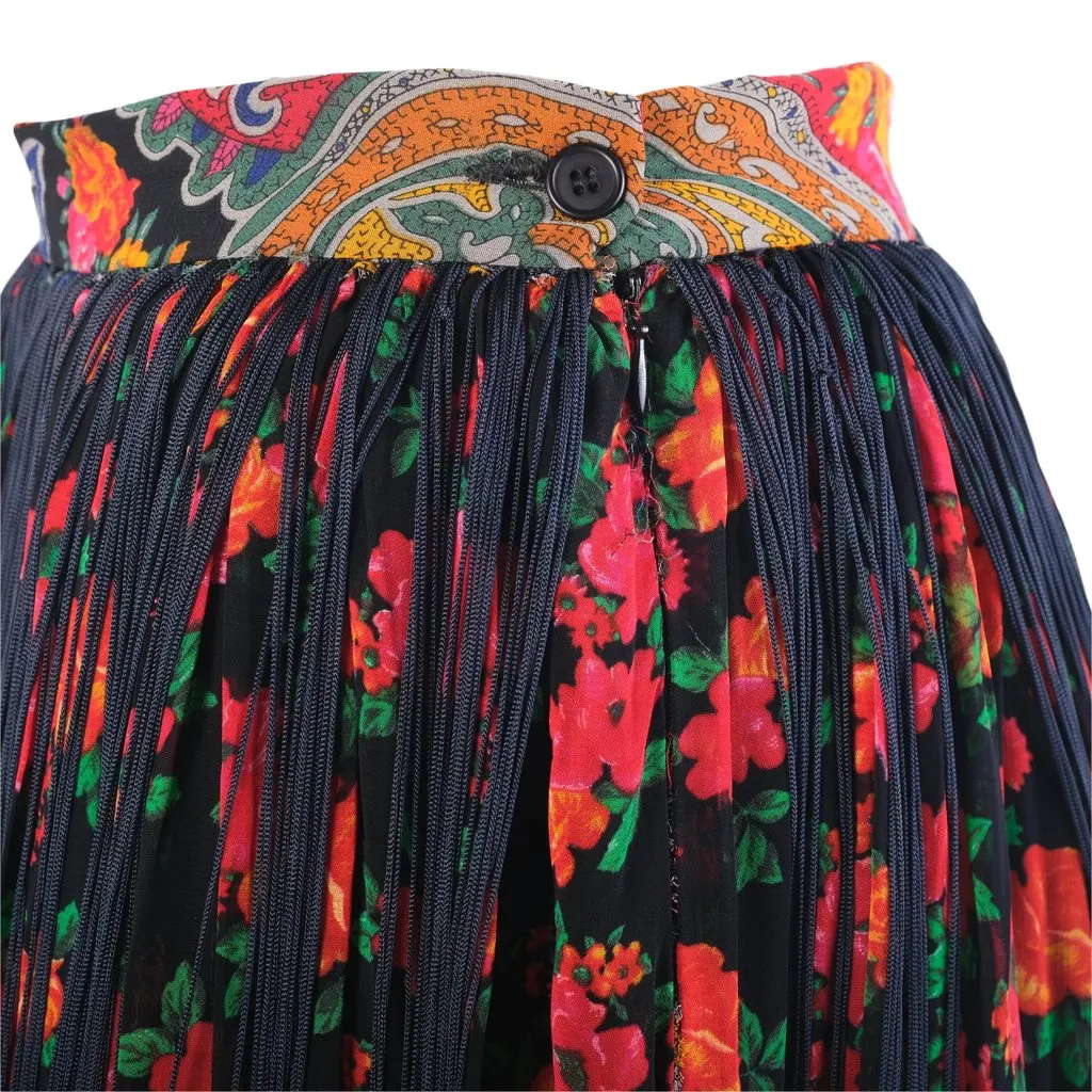 Dolce & Gabbana Floral Fringe Tiered Maxi Skirt-'90s Red Lace Good - Model View