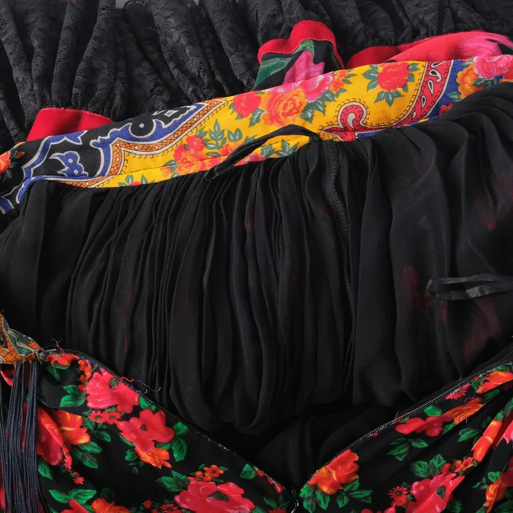Dolce & Gabbana Floral Fringe Tiered Maxi Skirt-'90s Red Lace Good - Box View