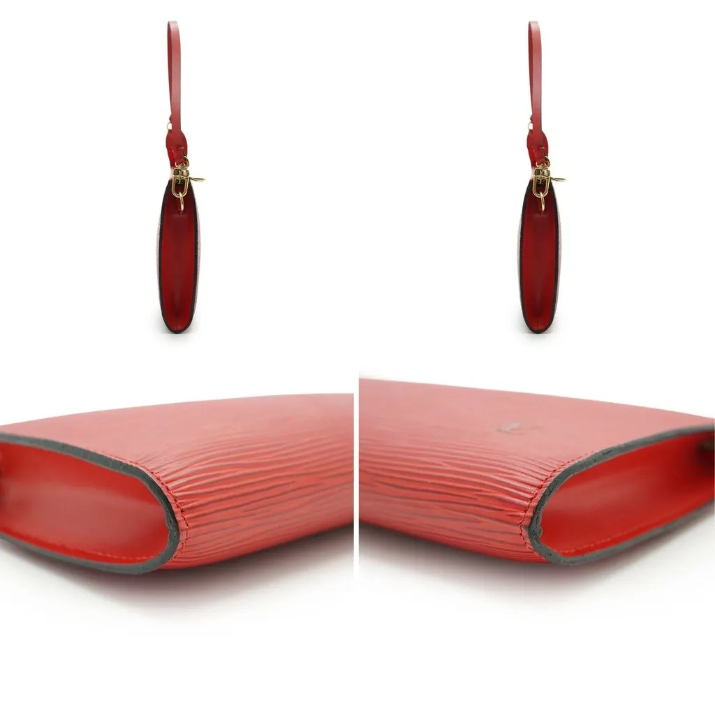 Louis Vuitton Handbag Vintage Pochette Accessoire Red Leather Good - Model View