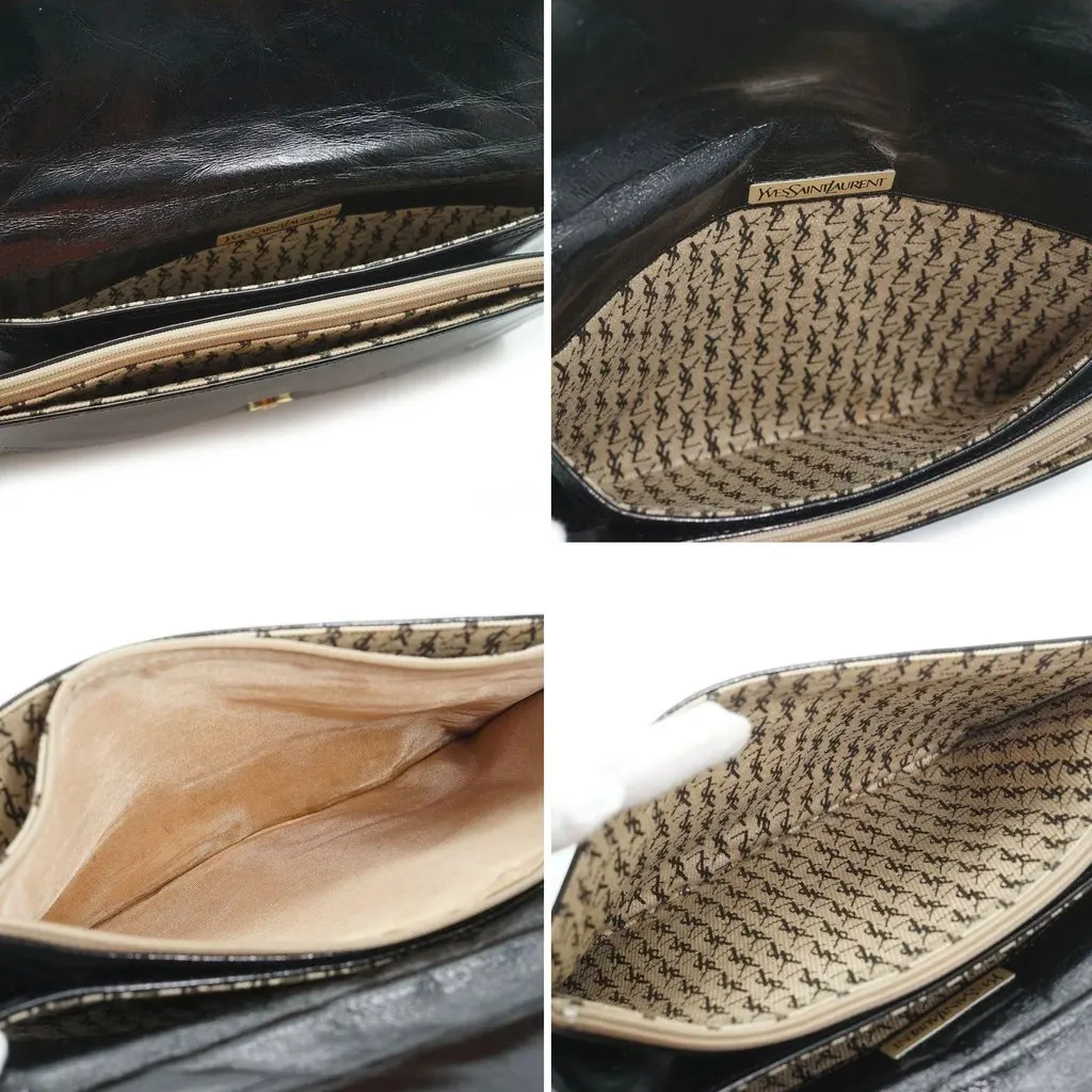 Saint Laurent Clutch Bag Vintage Envelope Black Leather Good - Box View