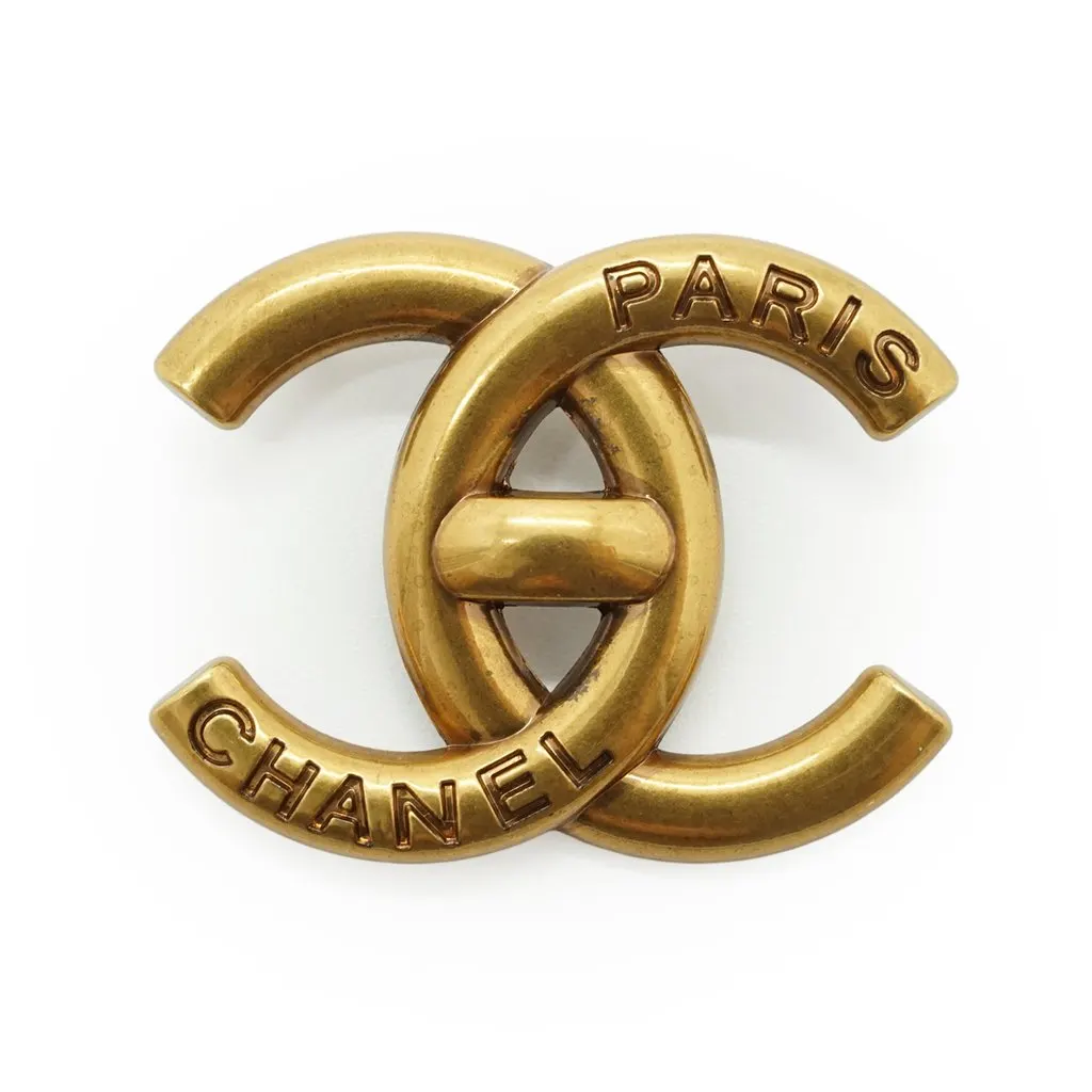 Chanel Brooch Gold Good - Front View