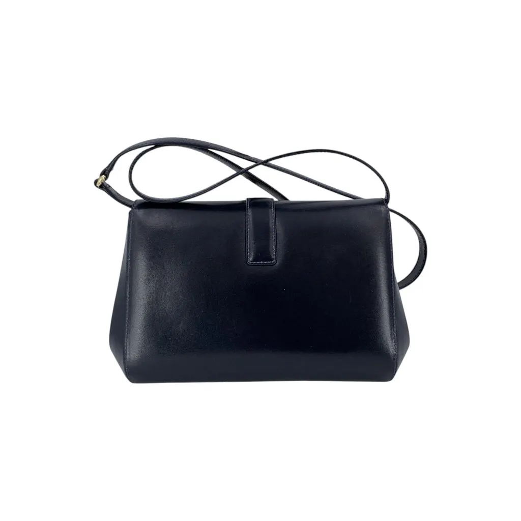 Gucci Shoulder Bag Vintage Crest Clasp Navy Leather Good - Inside View
