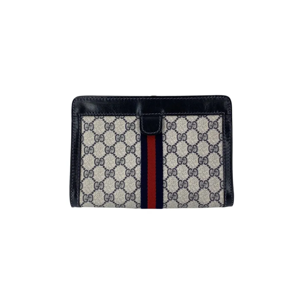 Gucci Clutch Bag Vintage Ophidia Navy Canvas Good - Inside View