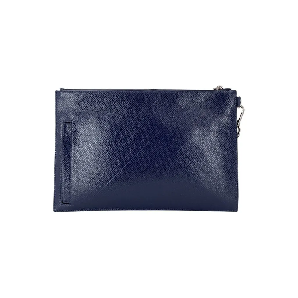 Fendi Clutch Bag FF Pattern Navy Leather Good - Inside View