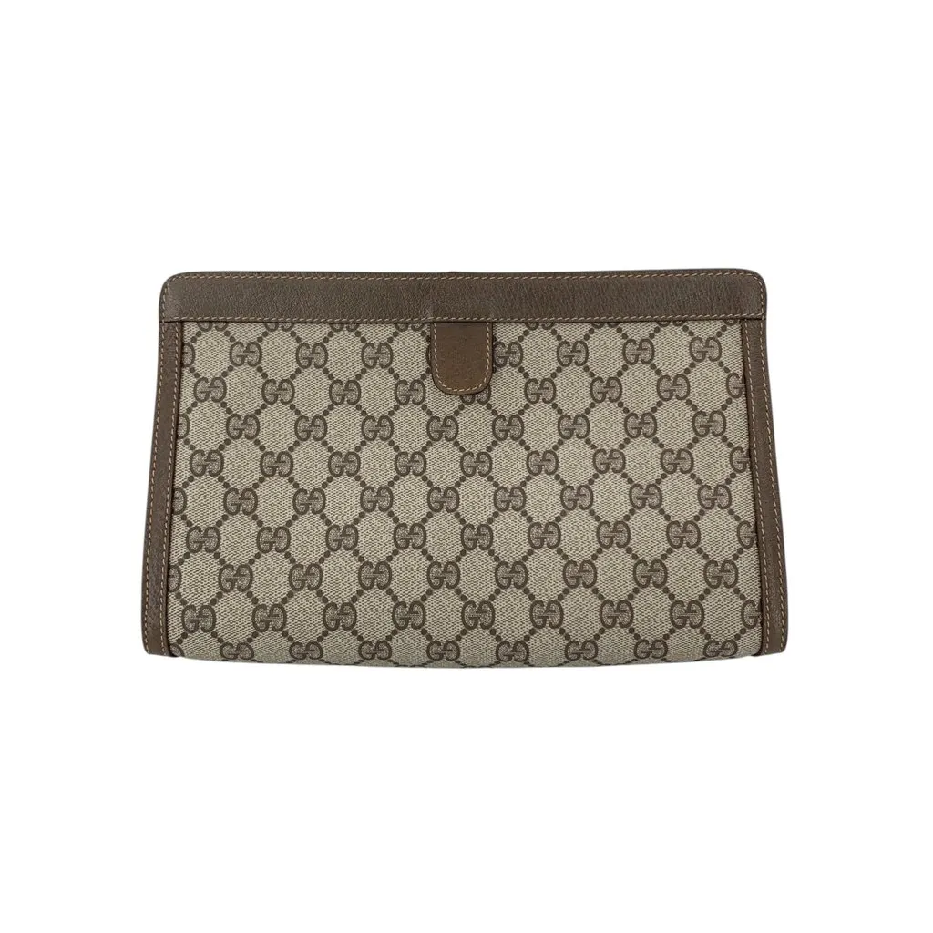 Gucci Clutch Bag Vintage Ophidia Brown Canvas Good - Inside View
