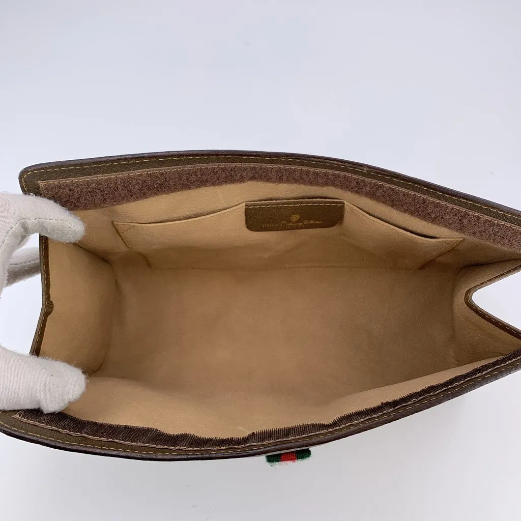 Gucci Clutch Bag Vintage Ophidia Brown Canvas Good - Box View