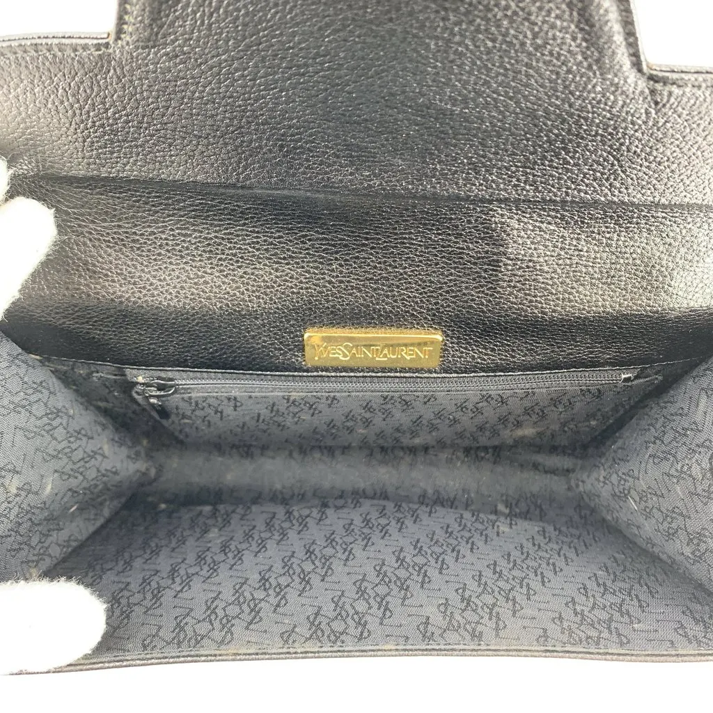 Saint Laurent Clutch Bag Vintage Envelope Black Leather Good - Box View