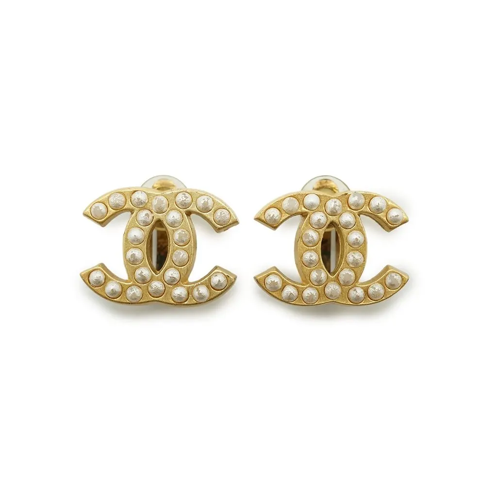 Chanel Earrings Gold Good - Front View