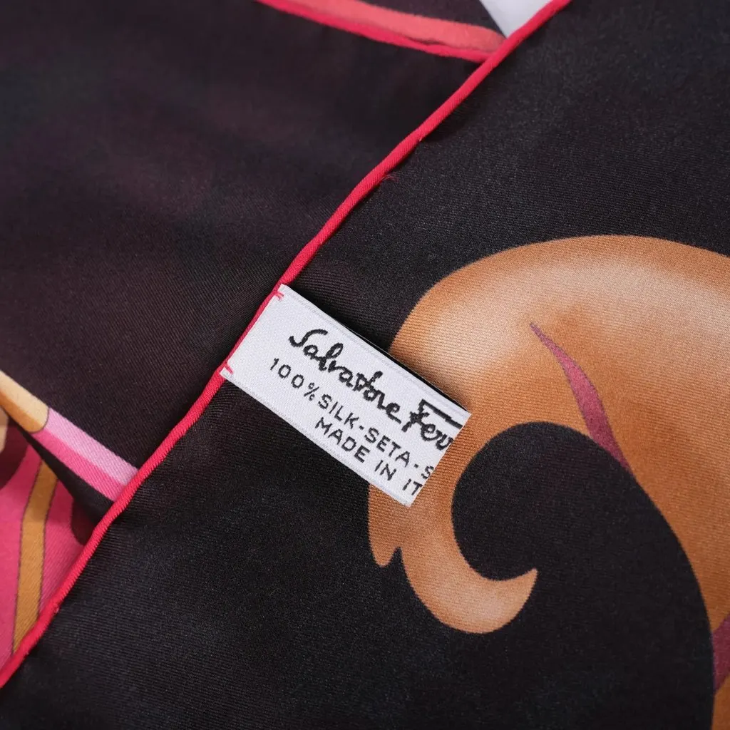 Salvatore Ferragamo Poised Leopards Silk Scarf - '90s Burgundy Silk Good - Box View