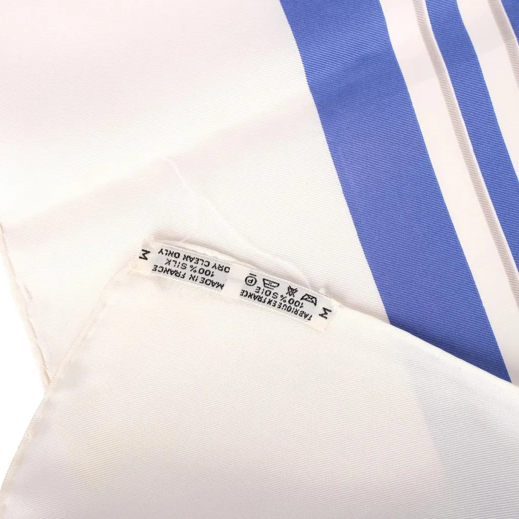 Hermès Brides de Gala Blue, White & Gold Silk Carré 90 Scarf - '90s White Silk Good - Box View