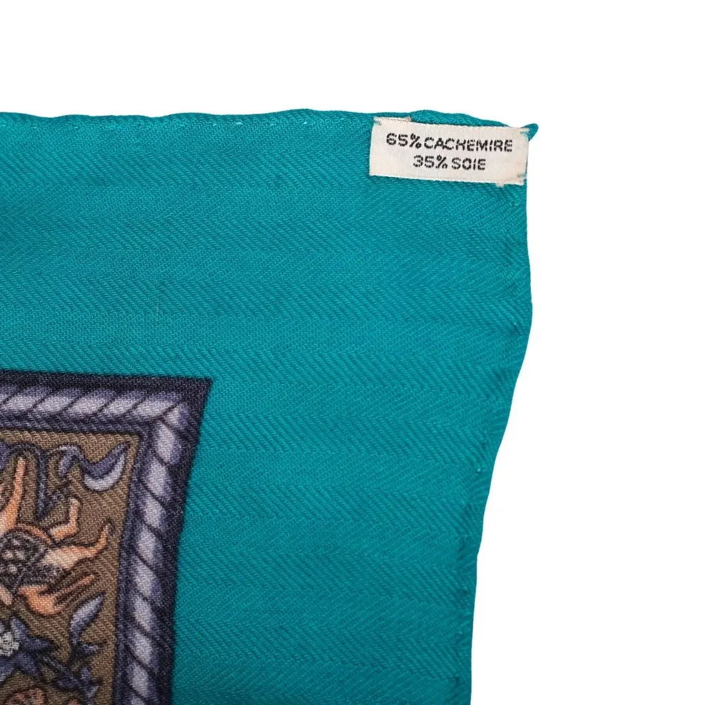 Hermès “Chasse en Inde” Green Cashmere & Silk Shawl 140 - '10s Green Wool Good - Box View