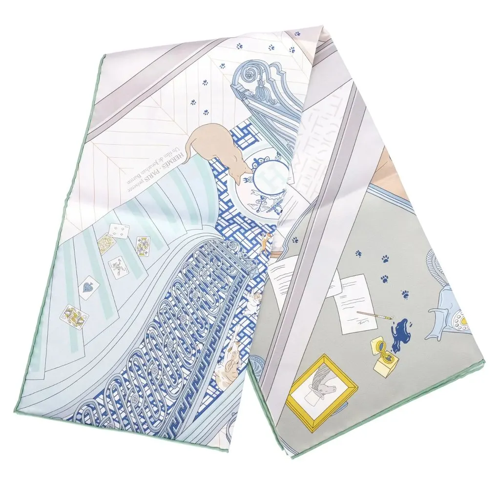 Hermès Mystère Au 24 Silk Carré 90 Scarf by Jonathan Burton - '10s Beige Silk Good - Front View