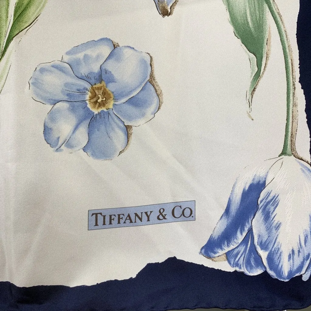 Tiffany & Co Scarf Navy Silk Good - Inside View