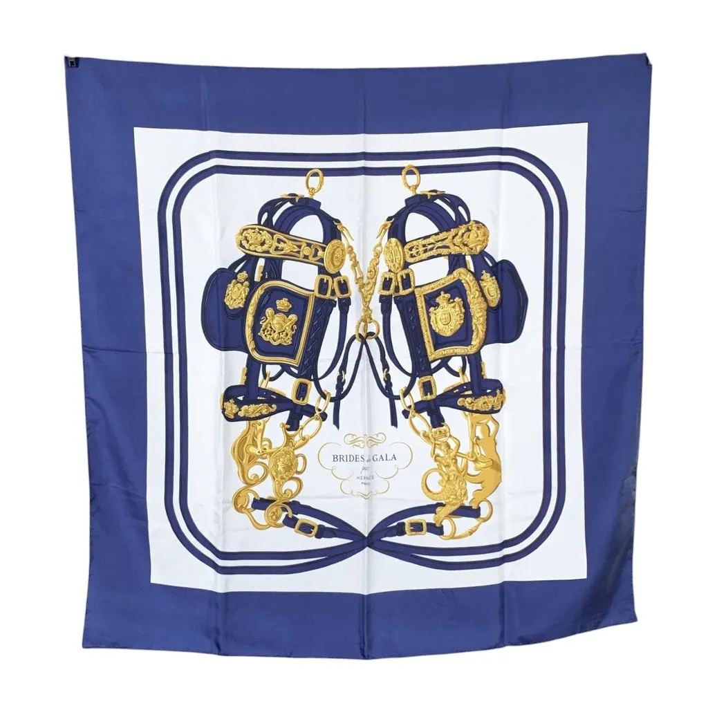 Hermès Scarf Navy Silk Good - Front View