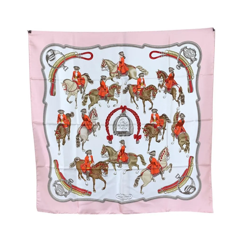 Hermès Scarf White Silk Good - Front View