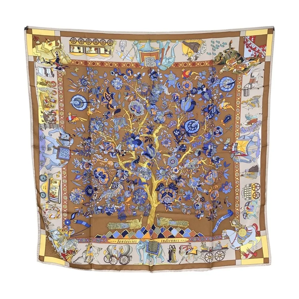 Hermès Scarf Brown Silk Good - Front View
