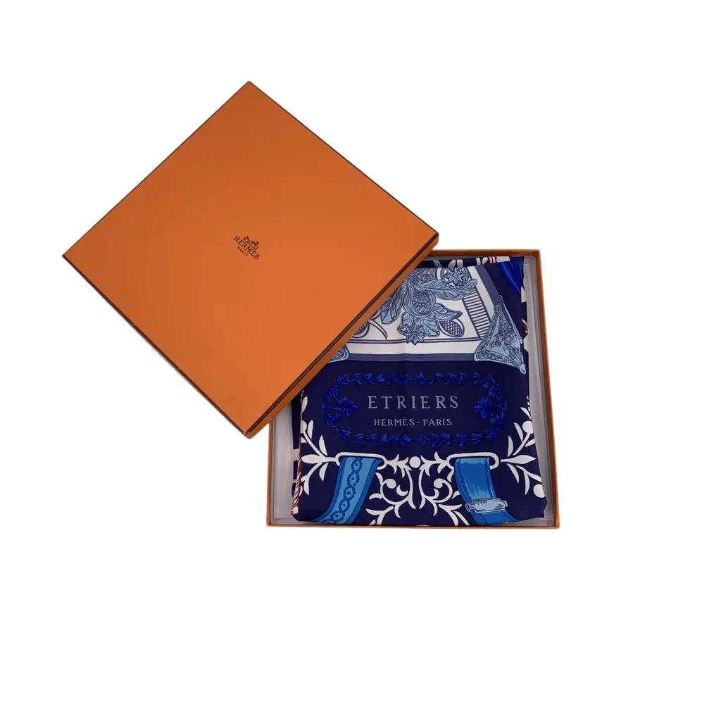 Hermès Scarf Navy Silk Good - Back View
