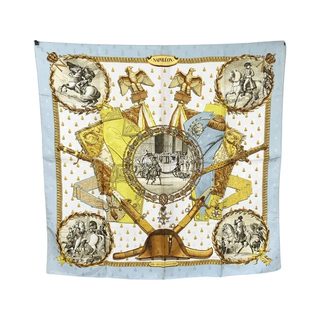 Hermès Scarf White Silk Good - Front View