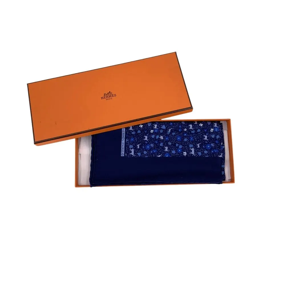 Hermès Scarf Navy Silk Good - Back View