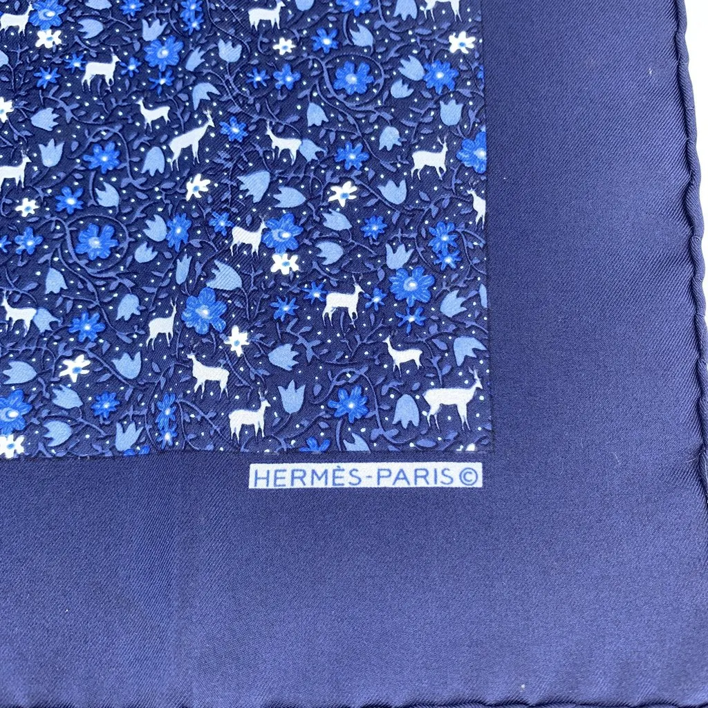 Hermès Scarf Navy Silk Good - Inside View