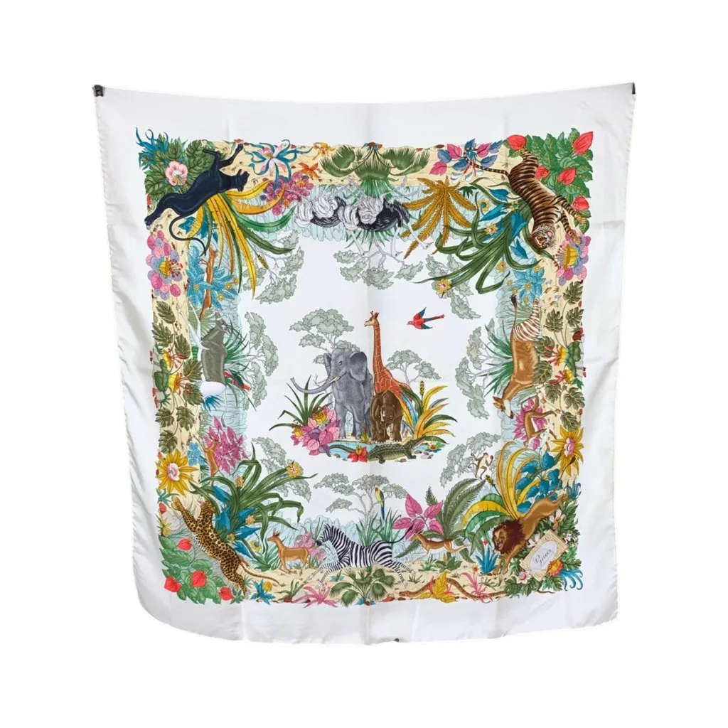 Gucci Scarf White Silk Good - Front View