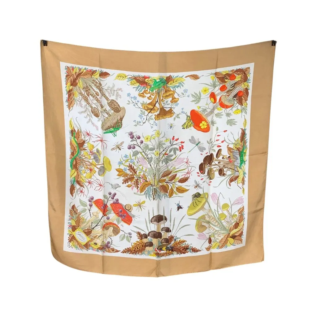 Gucci Scarf White Silk Good - Front View