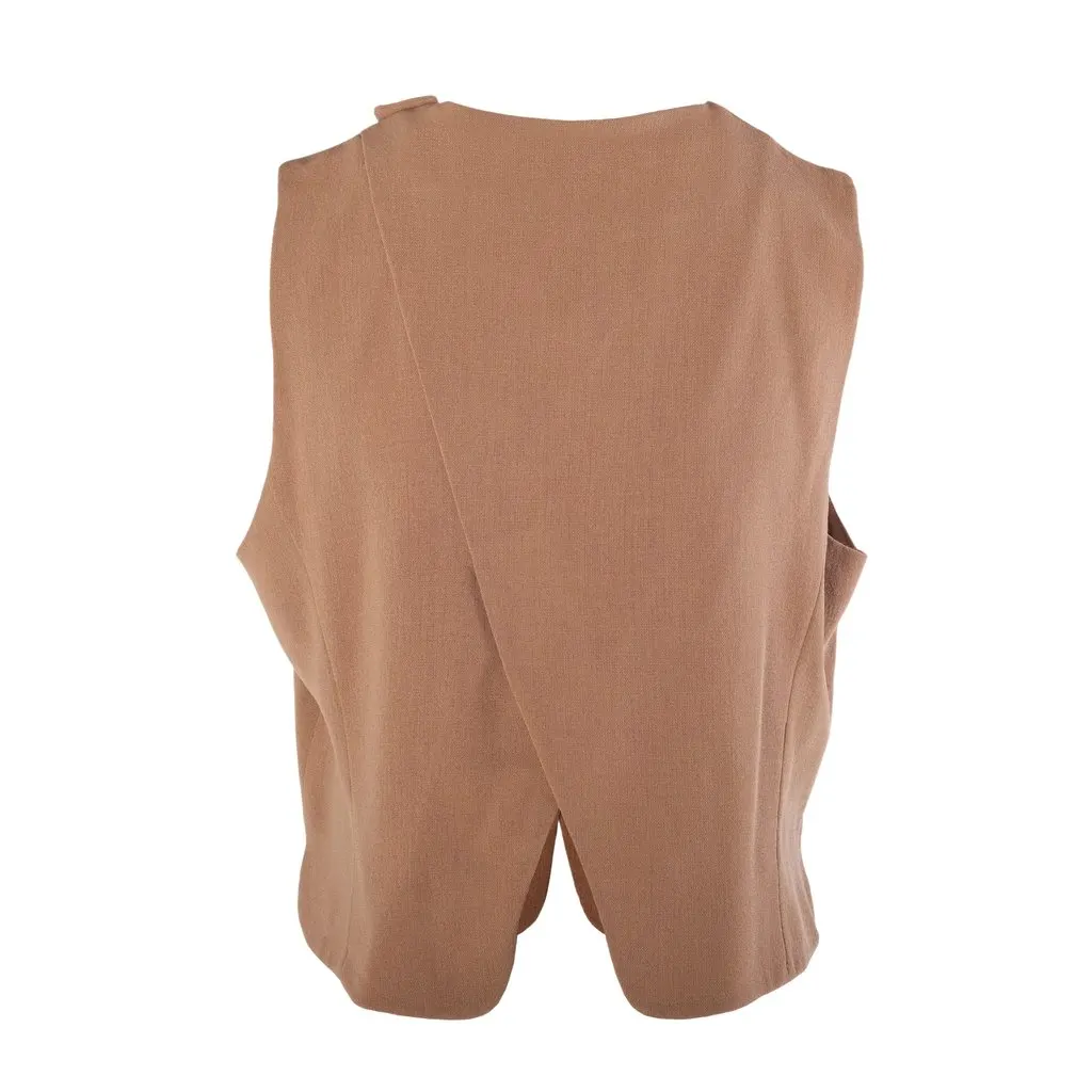 Unsigned Mani Camel Wool Asymmetric Wrap Vest - '90s Camel Wool Good - Back View