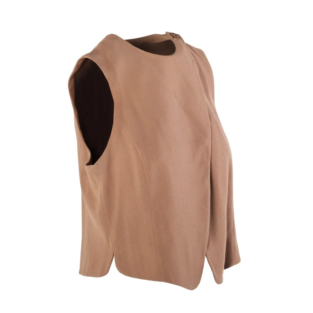 Unsigned Mani Camel Wool Asymmetric Wrap Vest - '90s Camel Wool Good - Inside View