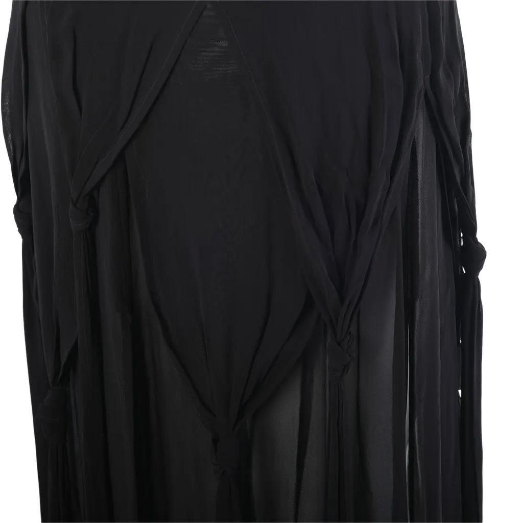 Moschino Cheap & Chic Vintage Black Rayon Draped Knot Maxi Skirt - '90s Black Good - Model View