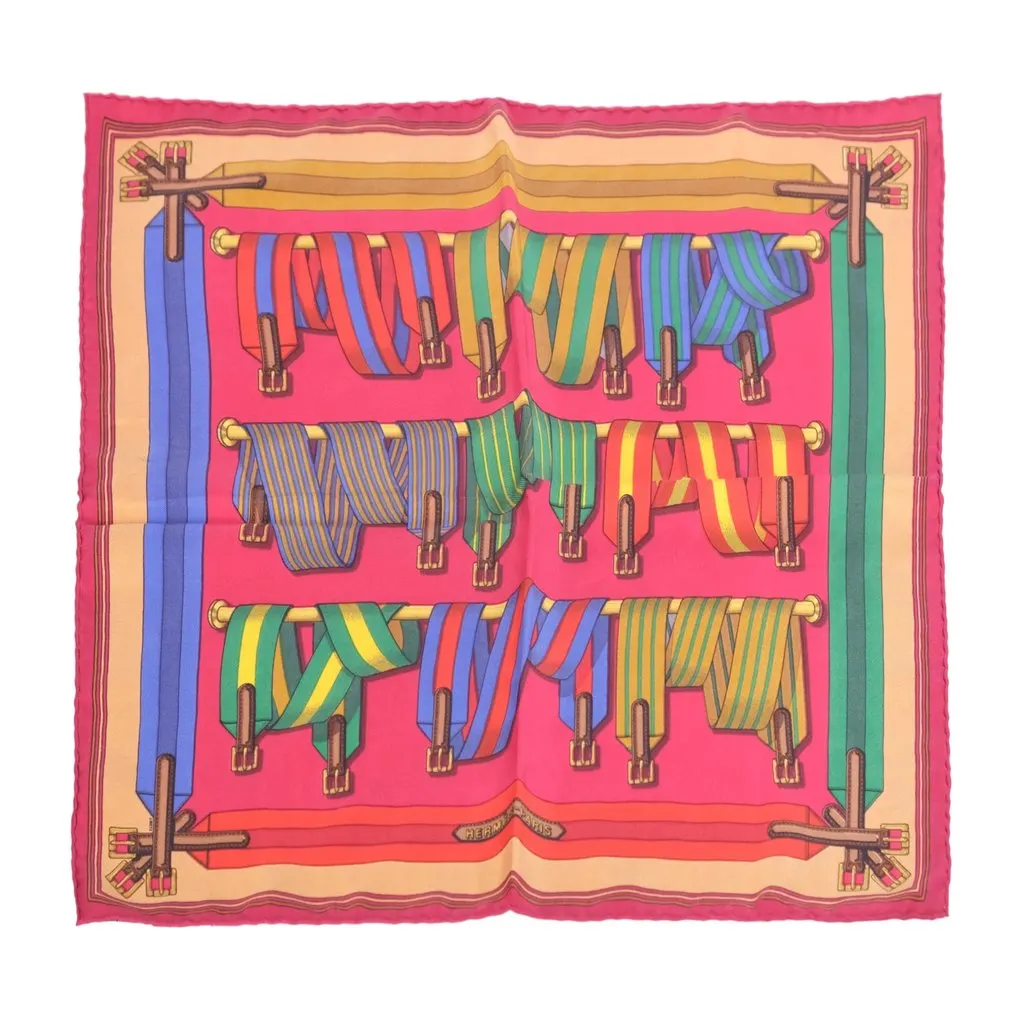 Hermès "Les Sangles" Di Hermès Gavroche Scarf - '90s Red Silk Good - Front View