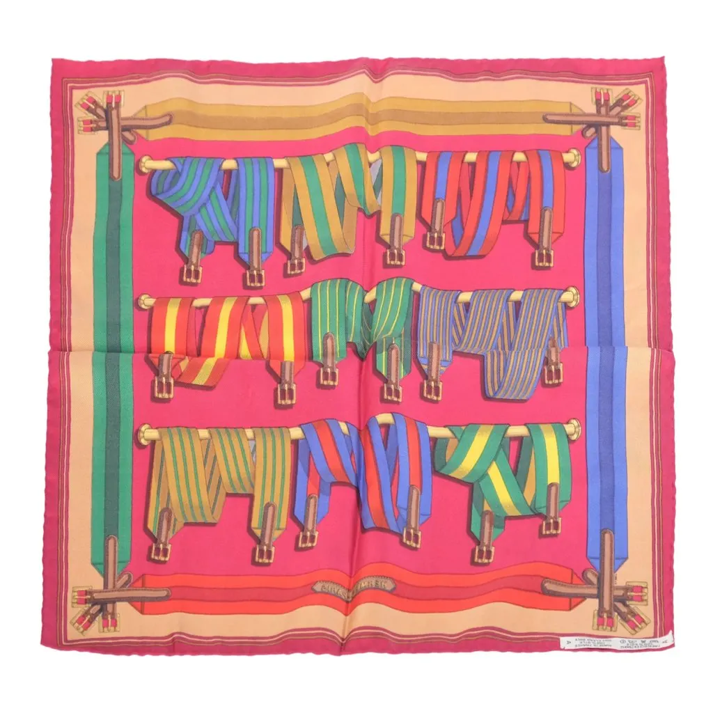 Hermès "Les Sangles" Di Hermès Gavroche Scarf - '90s Red Silk Good - Back View