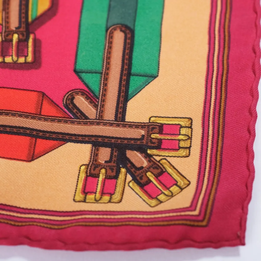 Hermès "Les Sangles" Di Hermès Gavroche Scarf - '90s Red Silk Good - Inside View