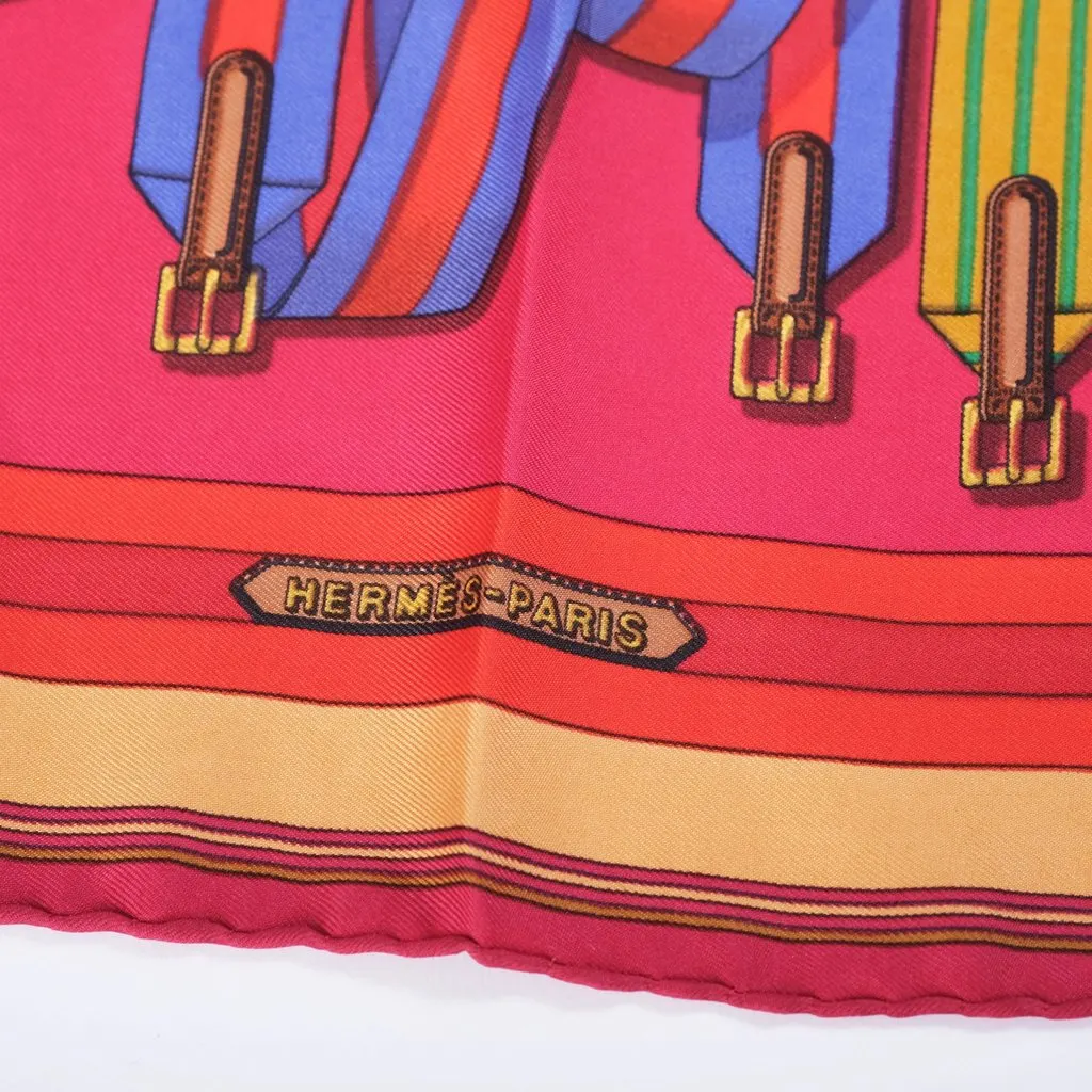 Hermès "Les Sangles" Di Hermès Gavroche Scarf - '90s Red Silk Good - Model View