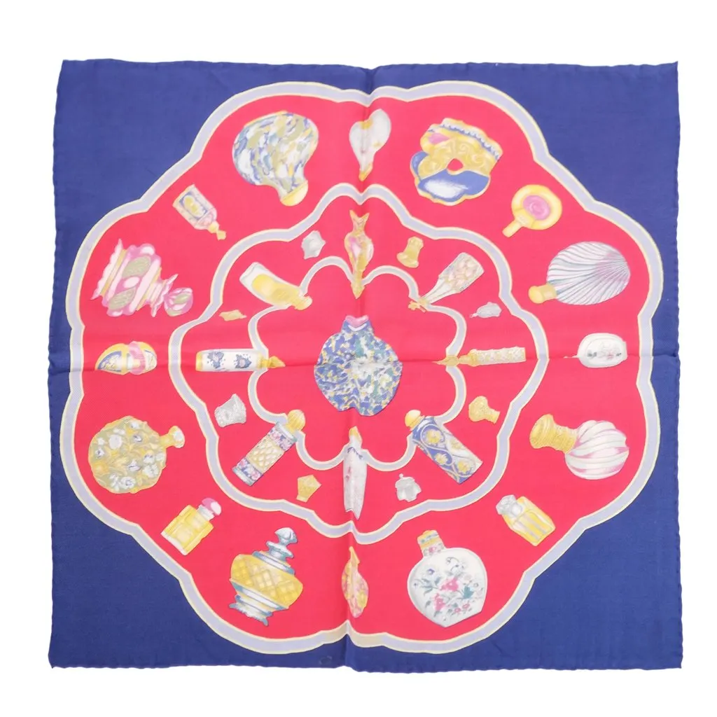 Hermès “Qu’importe Le Flacon” Silk Pocket Scarf By Catherine Baschet - '90s Red Silk Good - Back View