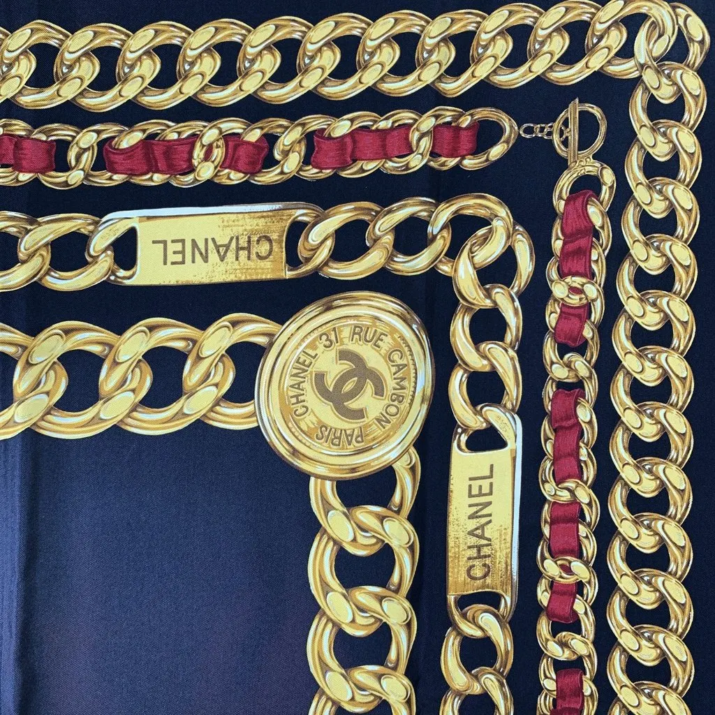 Chanel Scarf Black Silk Good - Back View