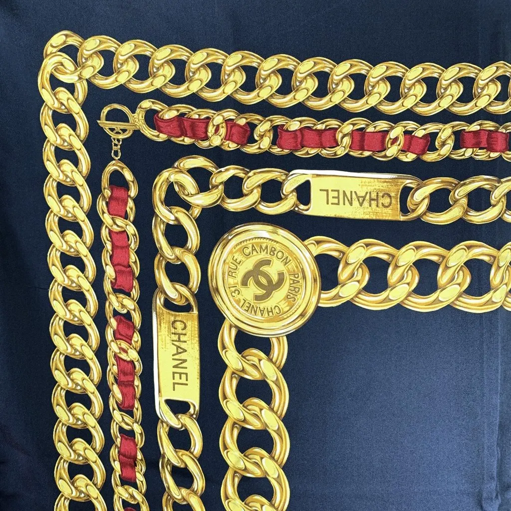 Chanel Scarf Black Silk Good - Inside View