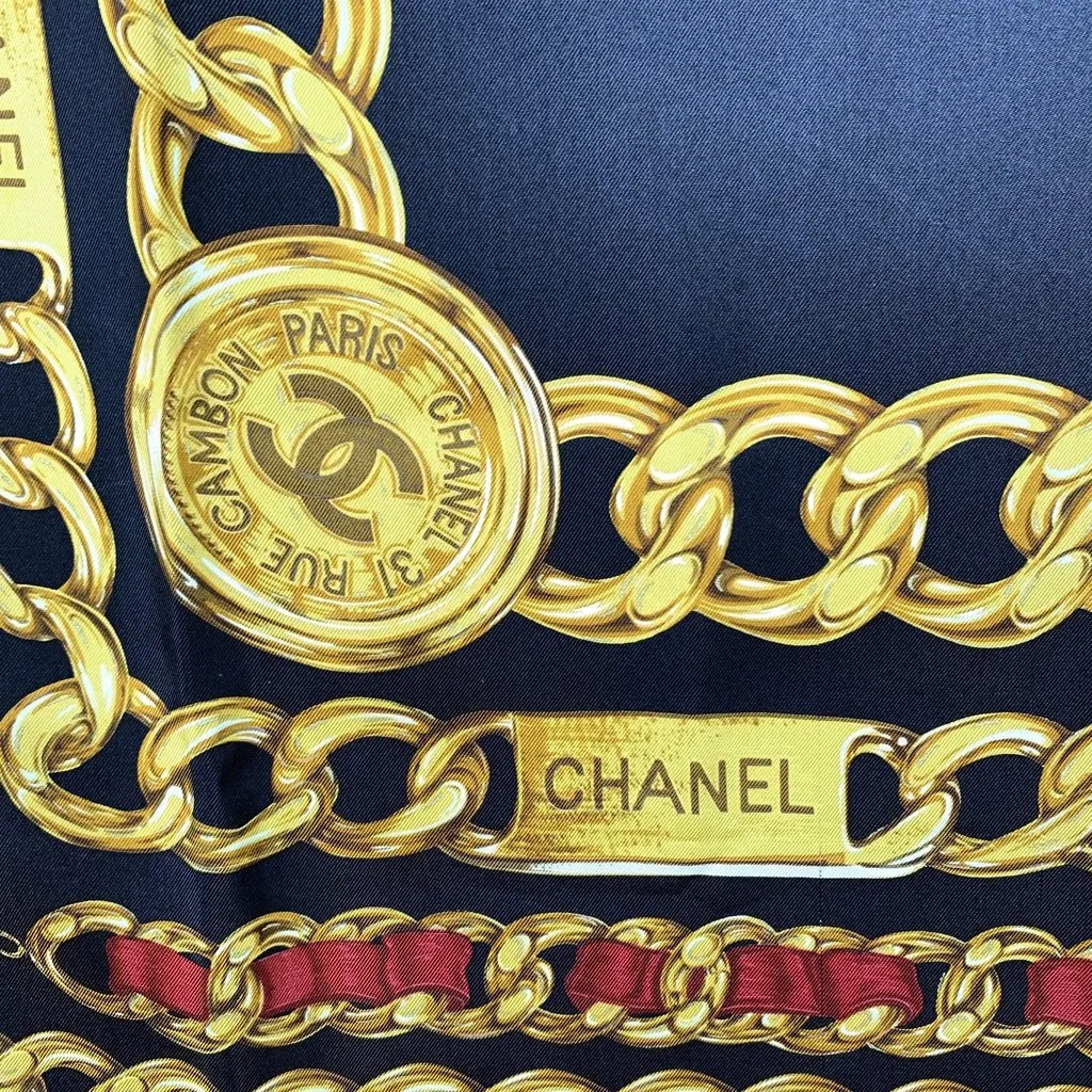 Chanel Scarf Black Silk Good - Model View