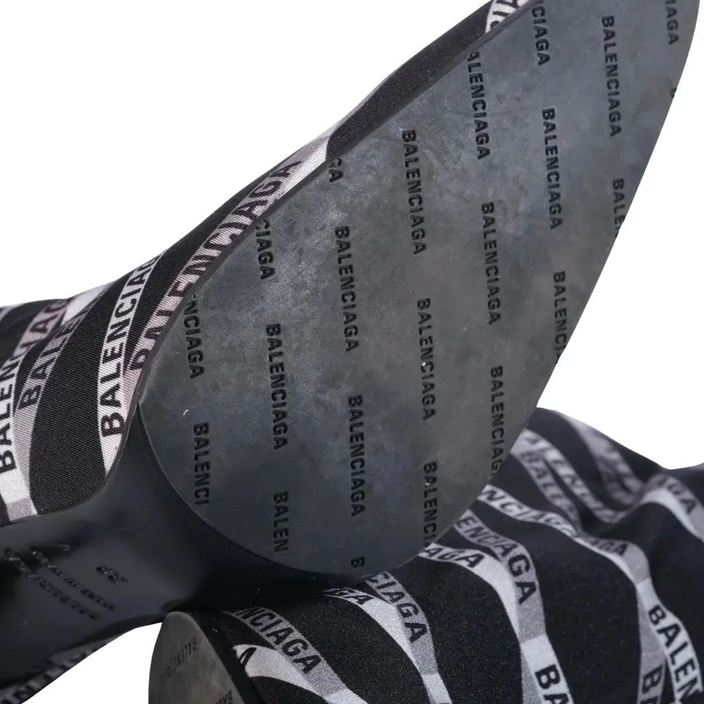 Balenciaga Monogram Logo-Print Stretch Sock Boots - '10s Black Good - Box View