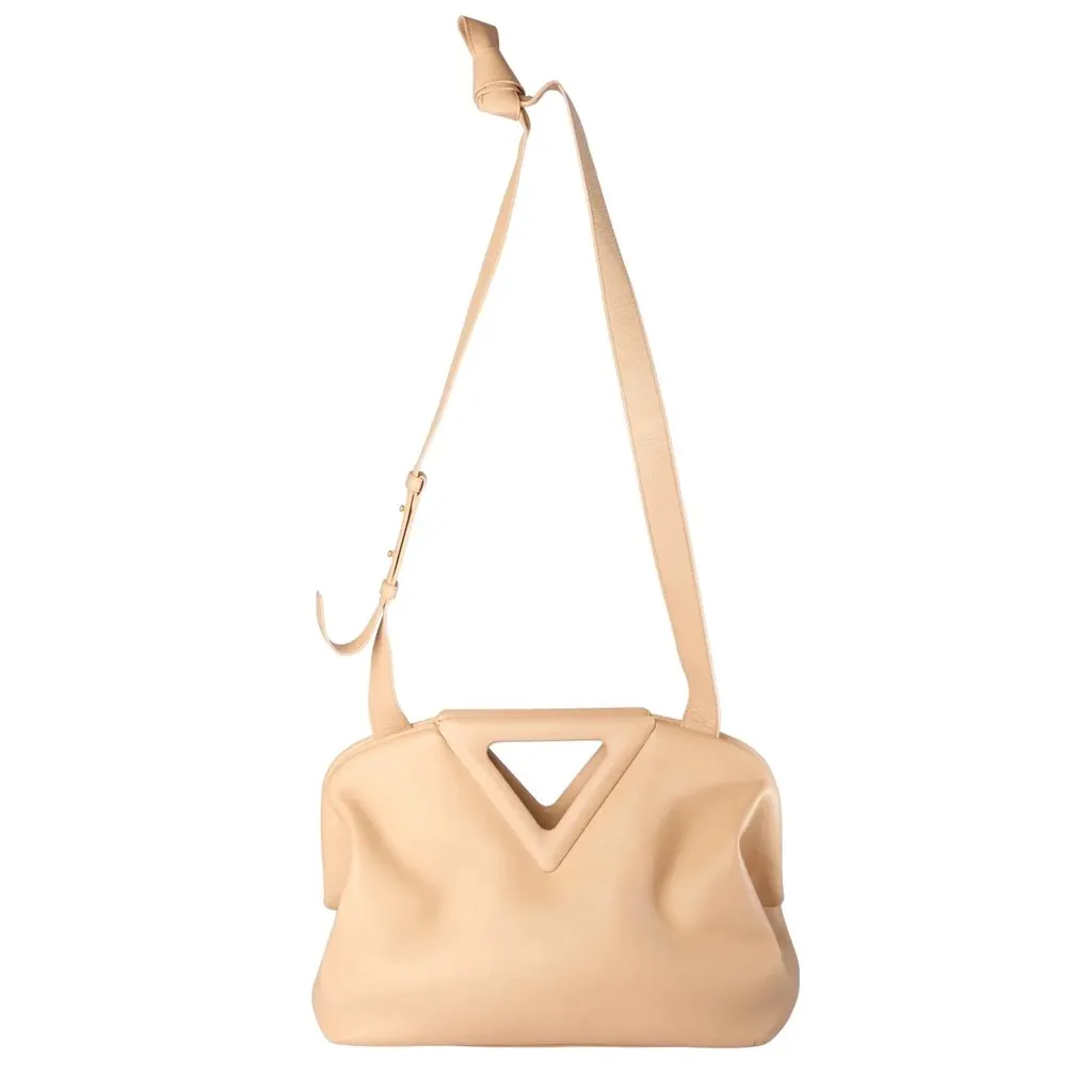 Bottega Veneta The Point Medium Almond Leather Shoulder Bag - '20s Beige Leather Good - Back View