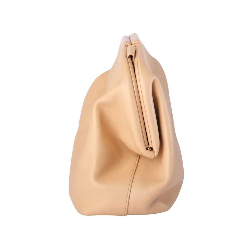 Bottega Veneta The Point Medium Almond Leather Shoulder Bag - '20s Beige Leather Good - Model View