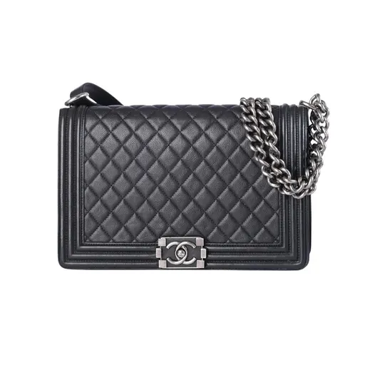 Chanel بوي متوسطة مبطّنة جلد كتف حقيبة 10s