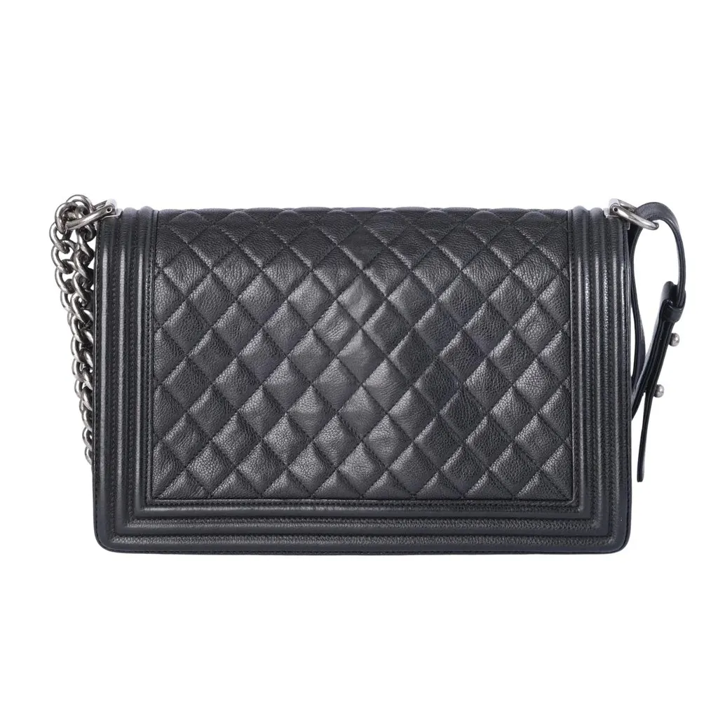 Chanel Boy Medium Quilted Leather Shoulder Bag - '10s Black Leather Good - Box View