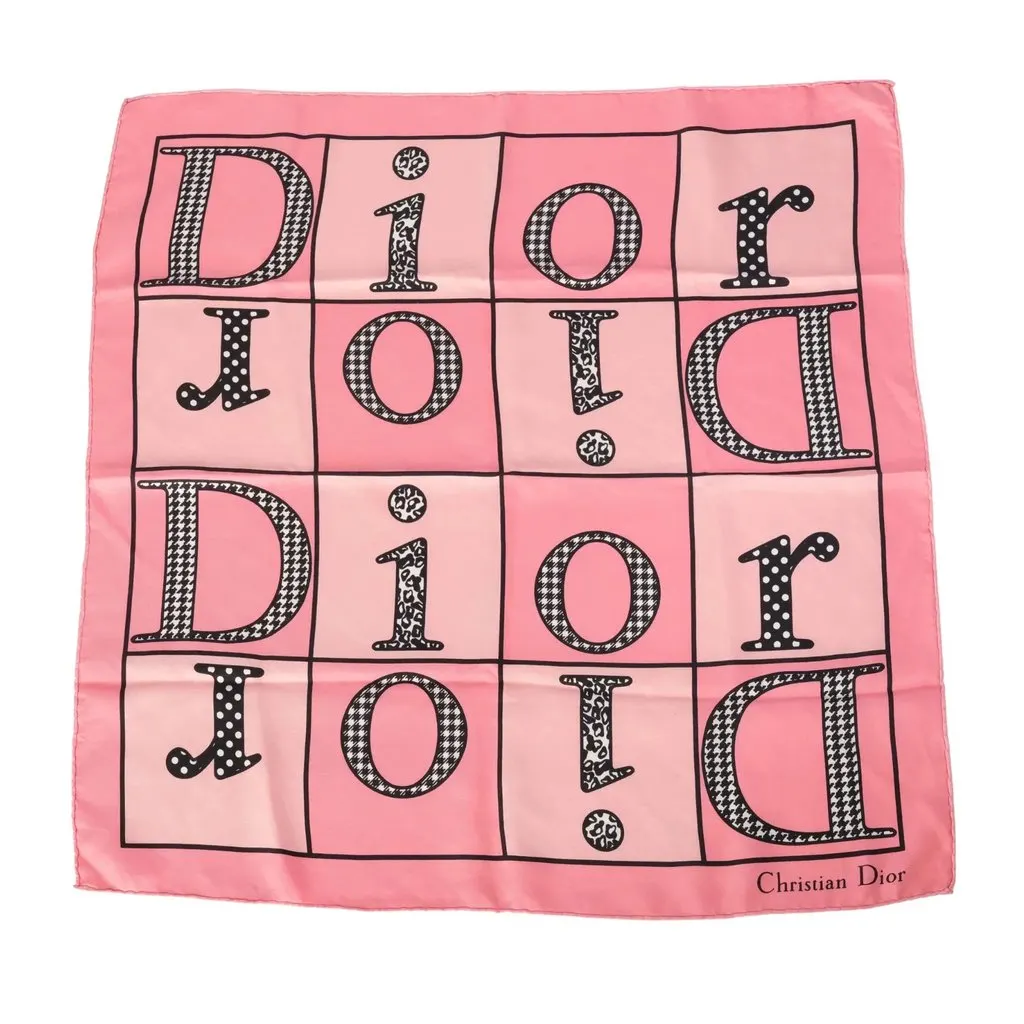 Dior زهري Graphic Print حرير وشاح '00s