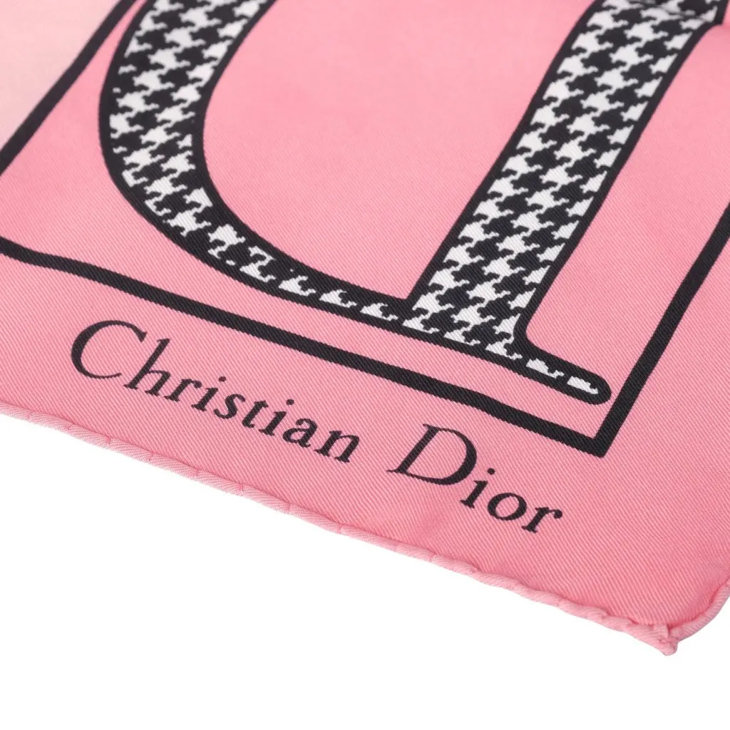 Dior Pink Graphic-Print Silk Scarf - '00s Pink Silk Good - Inside View