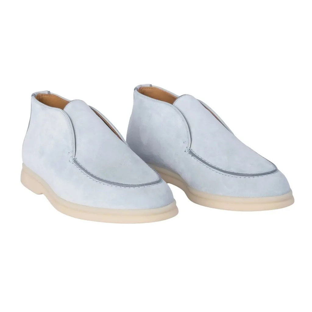 Loro Piana Open Walk Suede Ankle Boots Light Blue - '20s Blue Suede Good - Back View